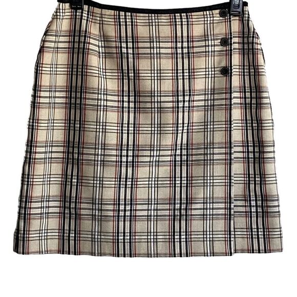 EMMA JAMES - BURBERRY LIKE PRINT - SIZE 14 - WRAP SKIRT - FULLY LINED B4 - Picture 1 of 10